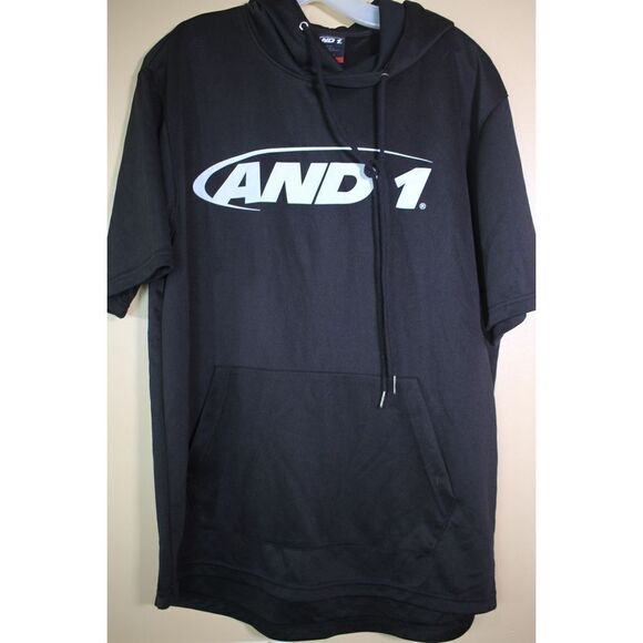 Vintage And 1 Black Short Sleeve Hoodie - Size Large - Picture 1 of 4